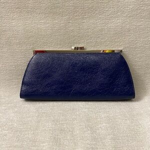Monsac Midnight Blue Italian Leather Clutch